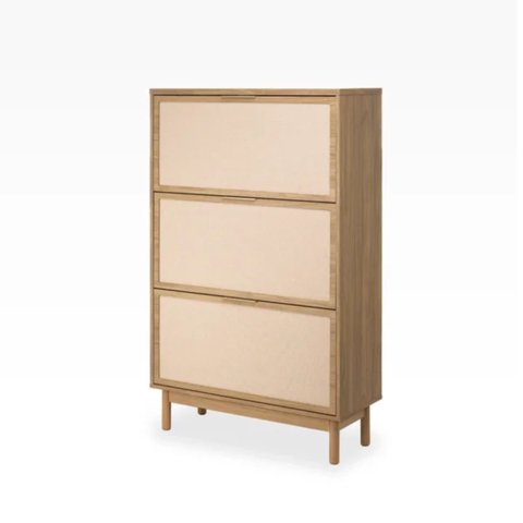 Sapateira Kaki 3 Portas 86 Cm X 34 Cm Tauari - Telinha Rattan