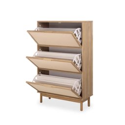 Sapateira Kaki 3 Portas 86 Cm X 34 Cm Tauari - Telinha Rattan - 2