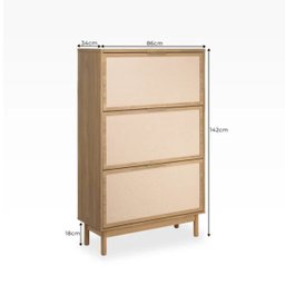 Sapateira Kaki 3 Portas 86 Cm X 34 Cm Tauari - Telinha Rattan - 5