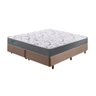 Cama Box Queen Size 158x198 Linho Marrom com Colchão Mola Ensacada - 1