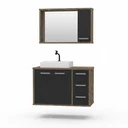 Ver imagem 2 de Gabinete para Banheiro com Cuba de Sobrepor e Espelheira 80cm Turin Preto/Avelato