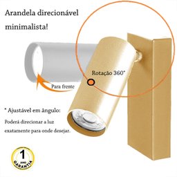 2 Arandela Dourada Direcionável Leitura Cabeceira Mr11 Bet34 - 2