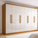 Ver imagem 1 de Guarda Roupa Casal 100% MDF 8 Portas 4 Gavetas Jatobá Plus Cinamomo/Off White Yescasa Marrom