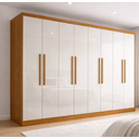 Ver imagem 1 de Guarda Roupa Casal 100% MDF 8 Portas 4 Gavetas Jatobá Plus Cinamomo/Off White YesCasa
