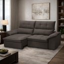 Ver imagem 2 de Sofá 3 Lugares Retrátil Reclinável para Sala 230cm Giotto F04 Veludo Marrom Escuro - Lyam Decor