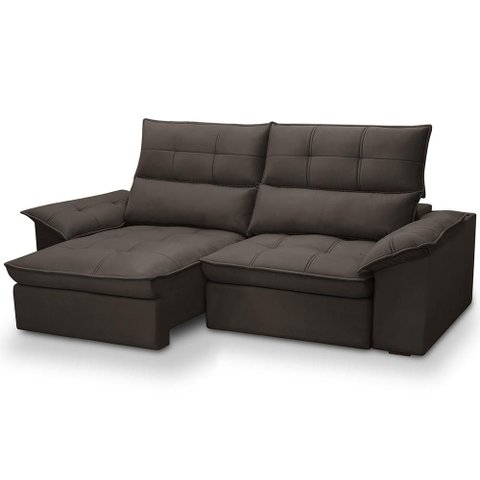 Sofá 3 Lugares Retrátil Reclinável para Sala 230cm Giotto F04 Veludo Marrom Escuro - Lyam Decor
