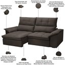 Ver imagem 4 de Sofá 3 Lugares Retrátil Reclinável para Sala 230cm Giotto F04 Veludo Marrom Escuro - Lyam Decor