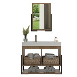 Conjunto Gabinete para Banheiro com Espelheira Opera 60 - 2