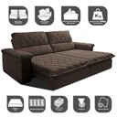 Ver imagem 3 de Sofá Retrátil e Reclinável 2,35m Molas Ensacadas Cama inBox Big Home com Bordado 3D Velusoft Caf