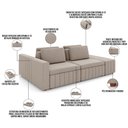Ver imagem 4 de Sofá Ilha com Puff para Sala Living 285cm Amber M03 Veludo Bege - Lyam Decor