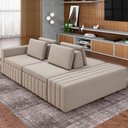 Ver imagem 2 de Sofá Ilha com Puff para Sala Living 285cm Amber M03 Veludo Bege - Lyam Decor