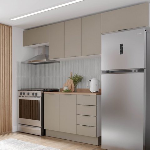 Cozinha Modulada 4 Peças com Tampo e Rodapé 3 Aéreos e 1 Balcão Ipanema CabeCasa MadeiraOriginals