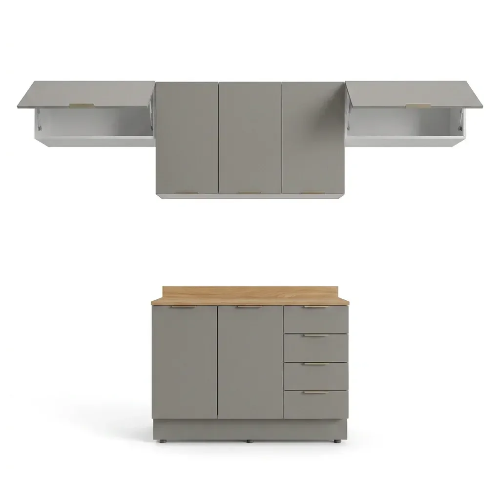 Ver imagem 2 de Cozinha Modulada 4 Peças com Tampo e Rodapé 3 Aéreos e 1 Balcão Ipanema CabeCasa MadeiraOriginals