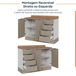 Cozinha Modulada 4 Peças com Tampo e Rodapé 3 Aéreos e 1 Balcão Ipanema Cabecasa Madeiramadeira - 16