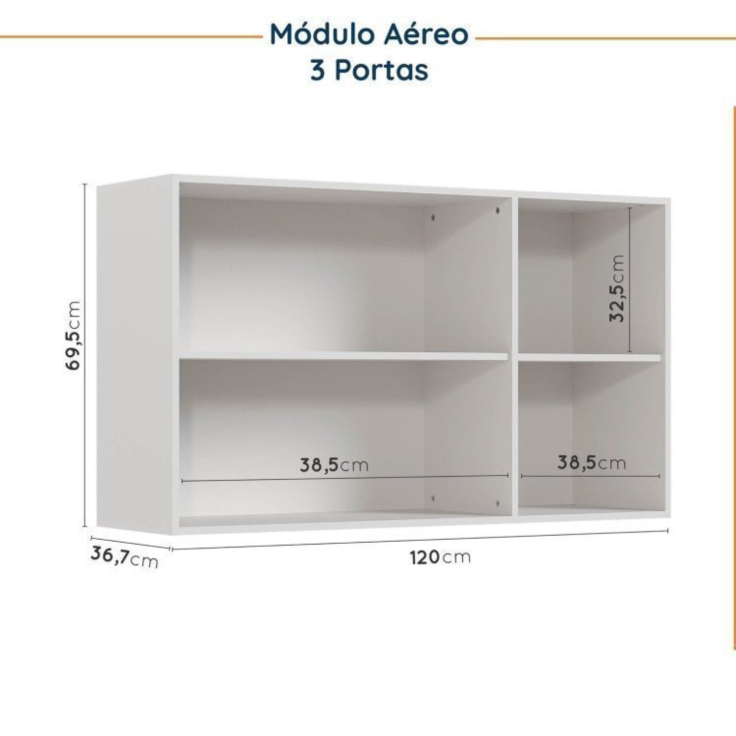 Cozinha Modulada 4 Peças com Tampo e Rodapé 3 Aéreos e 1 Balcão Ipanema Cabecasa Madeiramadeira - 12