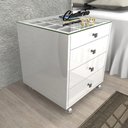 Ver imagem 2 de Mesa de cabeceira Moderno com Porta Joia 4 Gavetas - Cr12 - QUADRADO - MDF BRANCO BRILHANTE