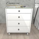 Ver imagem 3 de Mesa de cabeceira Moderno com Porta Joia 4 Gavetas - Cr12 - QUADRADO - MDF BRANCO BRILHANTE