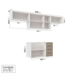 Cozinha Modulada 4 Peças sem Tampo sem Rodapé 3 Aéreos e 1 Balcão Ipanema CabeCasa MadeiraMadeira - 3