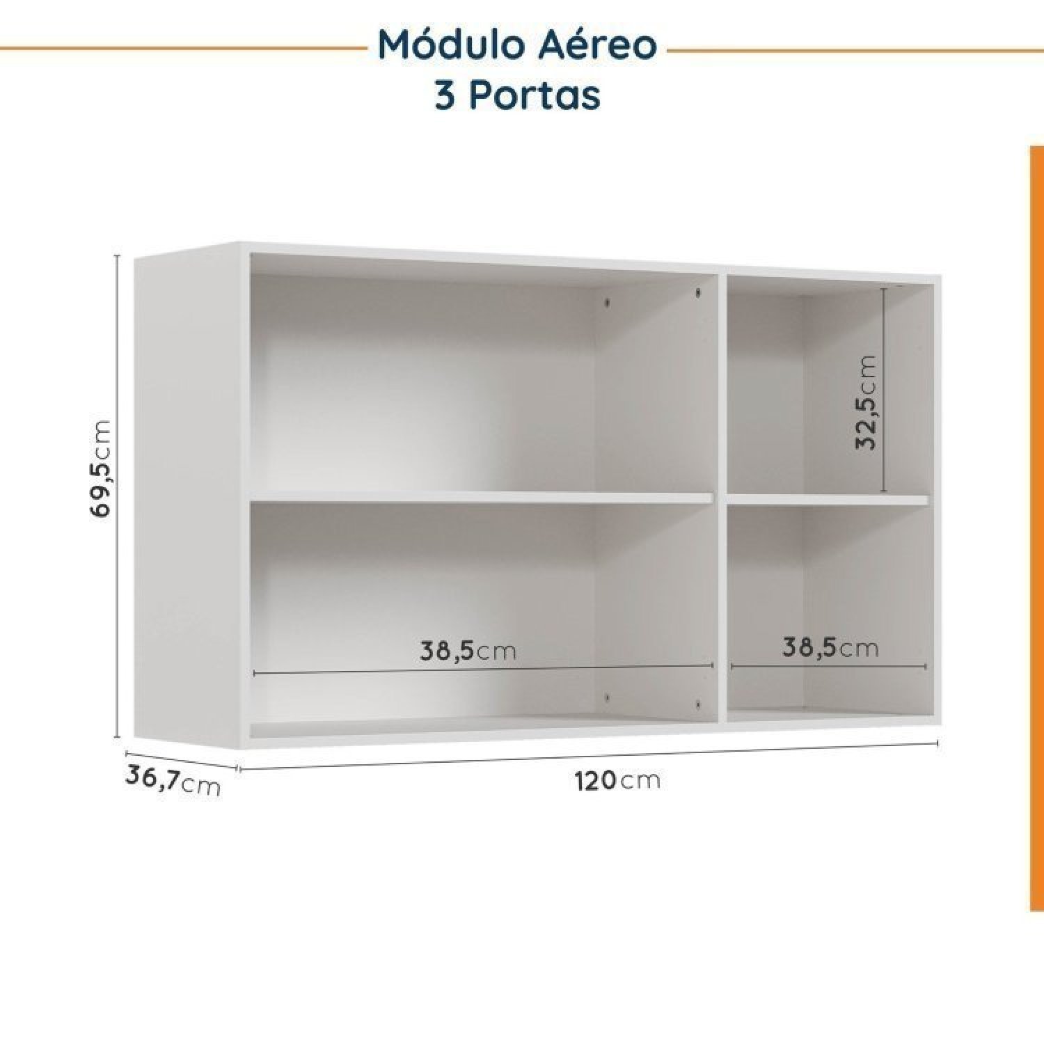 Cozinha Modulada 4 Peças sem Tampo sem Rodapé 3 Aéreos e 1 Balcão Ipanema Cabecasa Madeiramadeira - 11