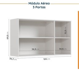 Cozinha Modulada 4 Peças sem Tampo sem Rodapé 3 Aéreos e 1 Balcão Ipanema CabeCasa MadeiraMadeira - 11