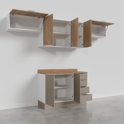 Cozinha Modulada 4 Peças com Tampo e Rodapé 3 Aéreos e 1 Balcão Ipanema Cabecasa Madeiramadeira - 10