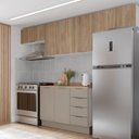 Ver imagem 1 de Cozinha Planejada 4 Peças com Tampo e Rodapé 3 Aéreos e 1 Balcão Ipanema CabeCasa MadeiraOriginals Marrom/Fendi Trama/Acácia