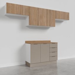 Cozinha Modulada 4 Peças com Tampo e Rodapé 3 Aéreos e 1 Balcão Ipanema Cabecasa Madeiramadeira - 9