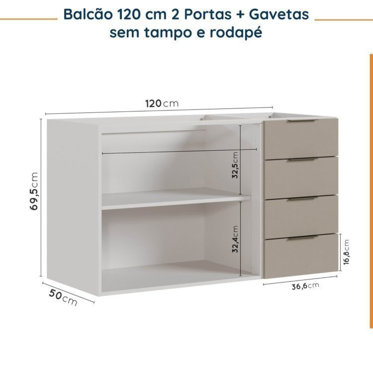 Cozinha Modulada 4 Peças sem Tampo sem Rodapé 3 Aéreos e 1 Balcão Ipanema Cabecasa Madeiramadeira - 15