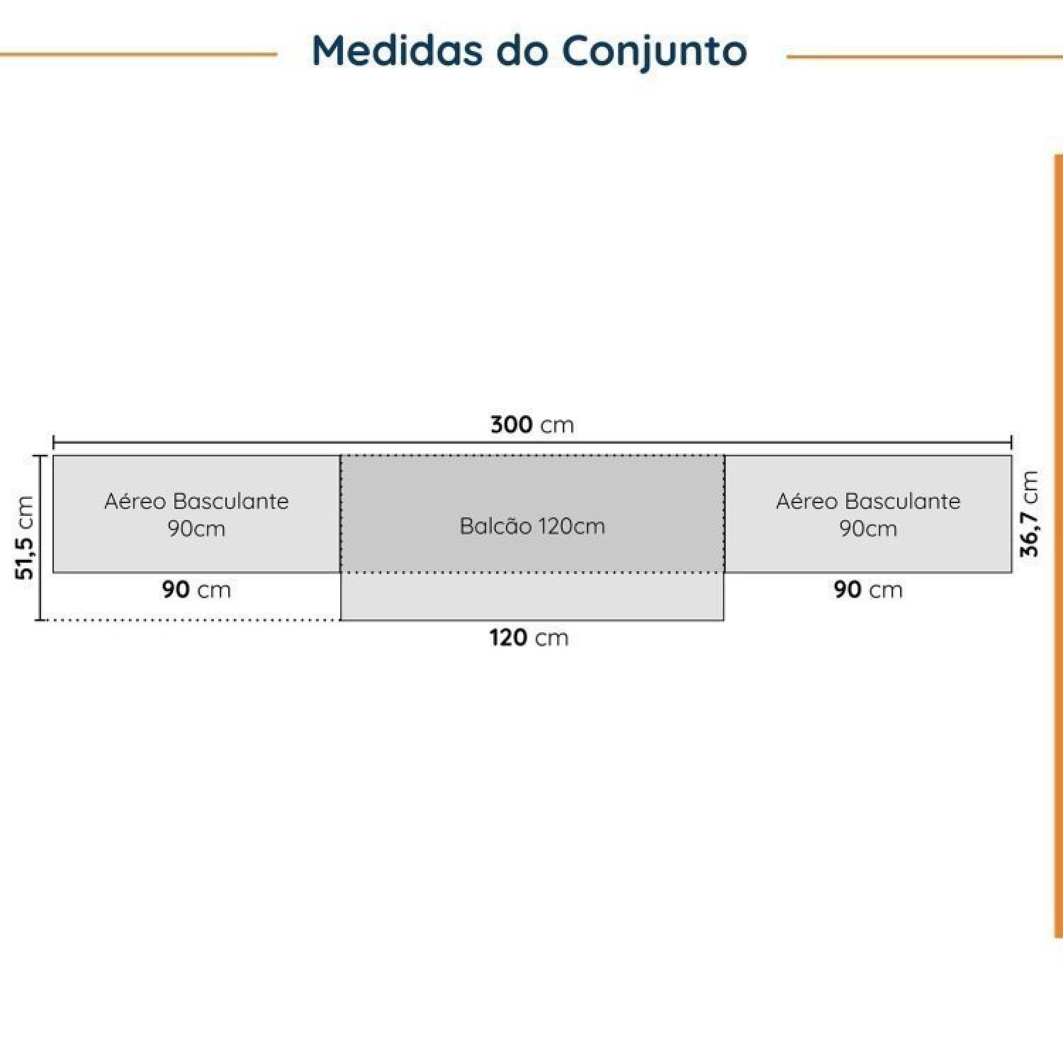 Cozinha Modulada 4 Peças sem Tampo sem Rodapé 3 Aéreos e 1 Balcão Ipanema Cabecasa Madeiramadeira - 2