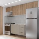 Ver imagem 1 de Cozinha Planejada 4 Peças sem Tampo sem Rodapé 3 Aéreos e 1 Balcão Ipanema CabeCasa MadeiraOriginals Marrom/Fendi Trama/Acácia