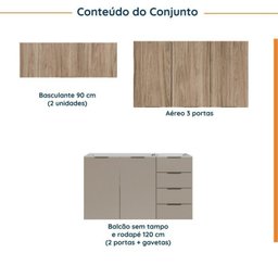 Cozinha Modulada 4 Peças sem Tampo sem Rodapé 3 Aéreos e 1 Balcão Ipanema CabeCasa MadeiraMadeira - 3