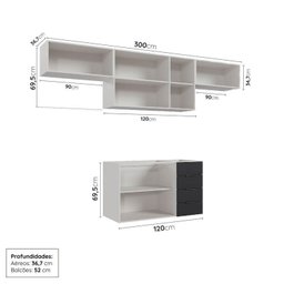 Cozinha Modulada 4 Peças sem Tampo sem Rodapé 3 Aéreos e 1 Balcão Ipanema CabeCasa MadeiraMadeira - 4