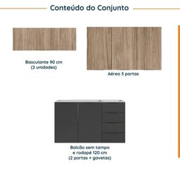 Cozinha Modulada 4 Peças sem Tampo sem Rodapé 3 Aéreos e 1 Balcão Ipanema CabeCasa MadeiraMadeira - 3