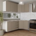 Ver imagem 1 de Cozinha Planejada 6 Peças sem Tampo sem Rodapé 3 Aéreos e 3 Balcões Ipanema CabeCasa MadeiraOriginals Marrom/Fendi Trama
