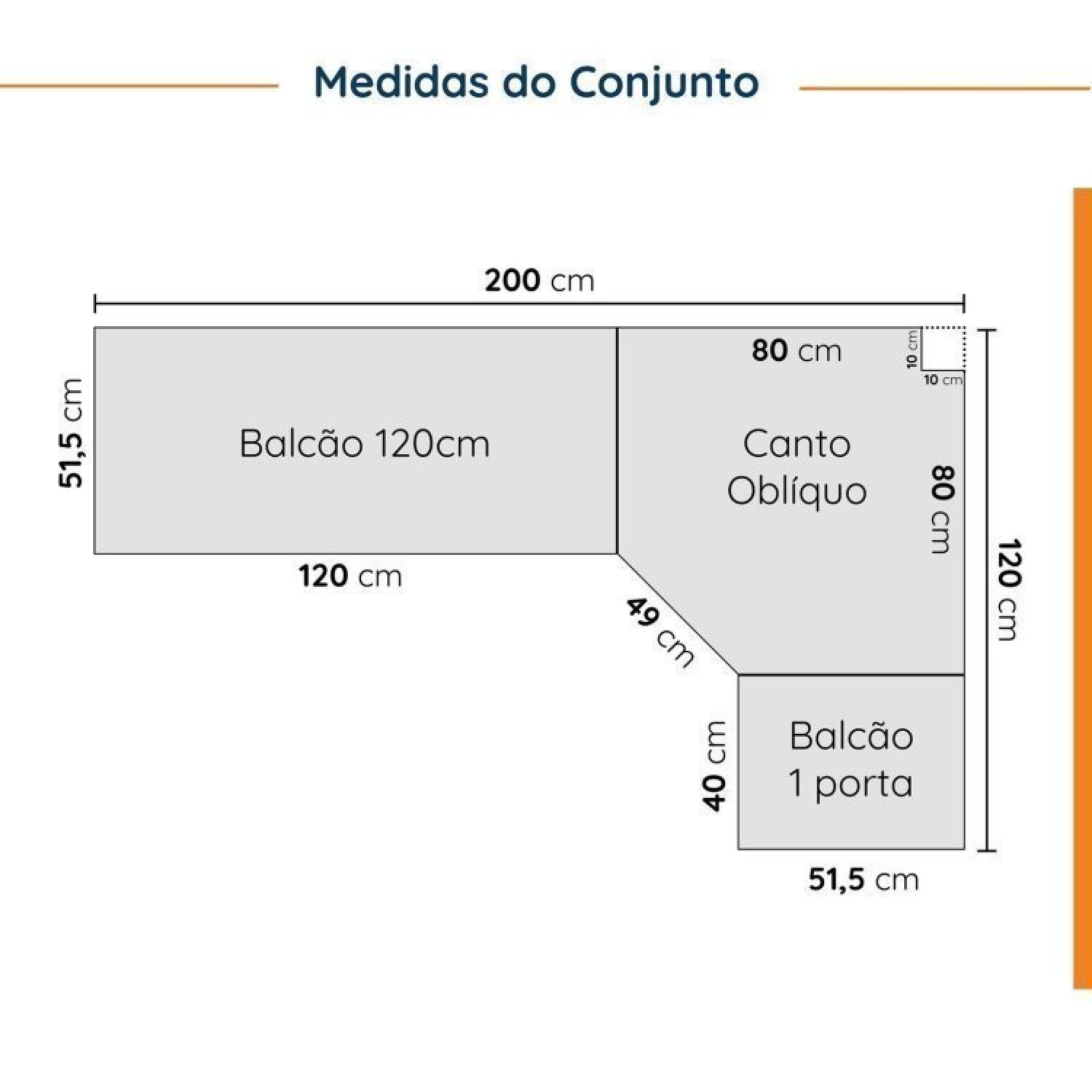 Cozinha Modulada 6 Peças sem Tampo sem Rodapé 3 Aéreos e 3 Balcões Ipanema Cabecasa Madeiramadeira - 2