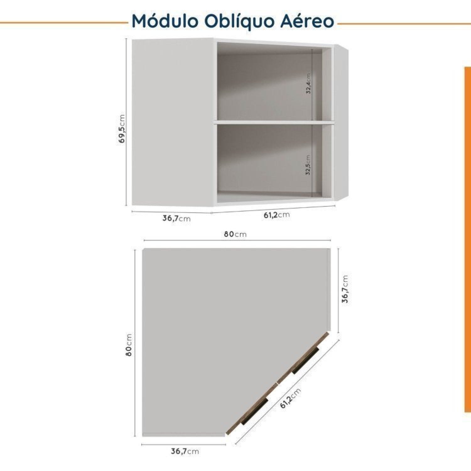 Cozinha Modulada 6 Peças sem Tampo sem Rodapé 3 Aéreos e 3 Balcões Ipanema Cabecasa Madeiramadeira - 12