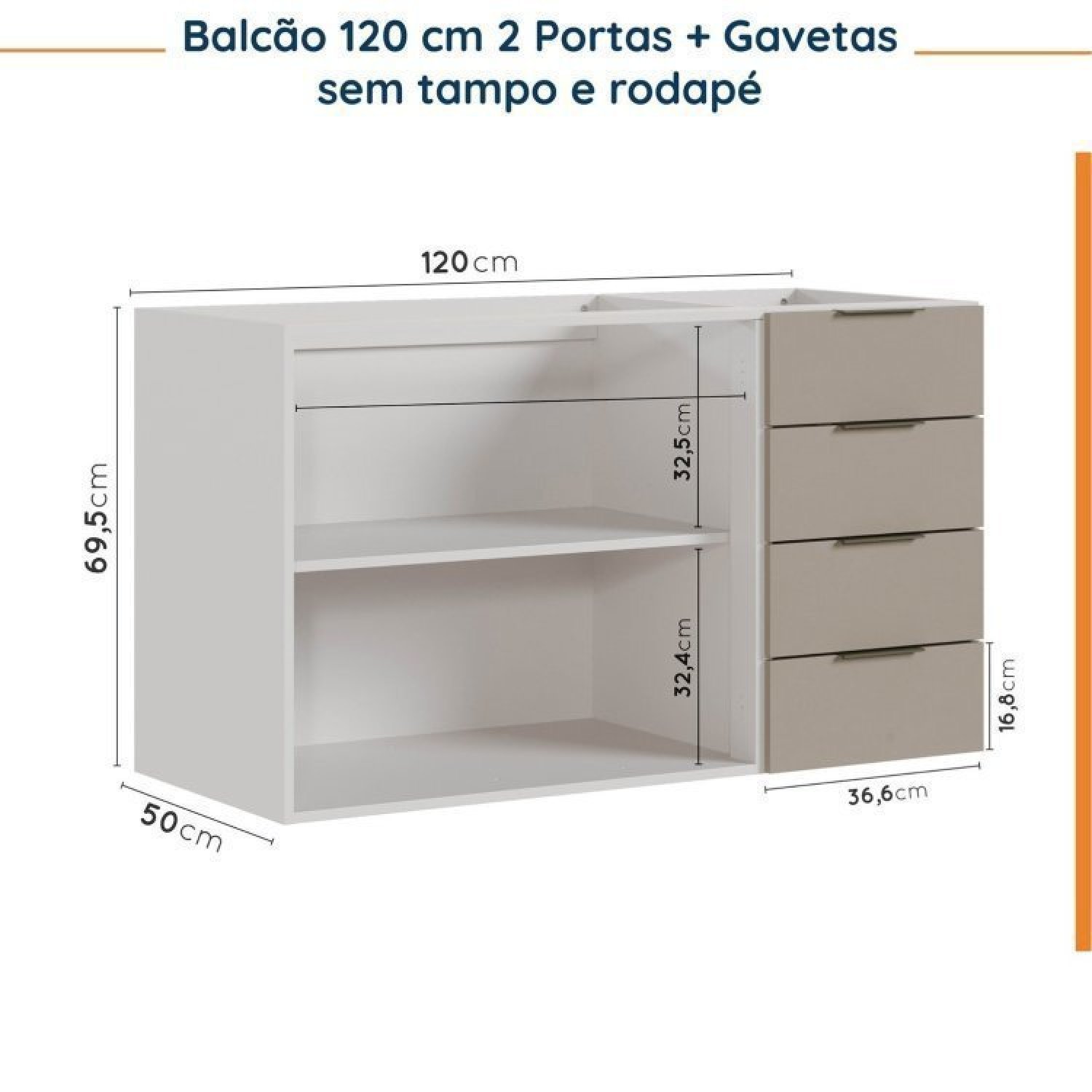 Cozinha Modulada 6 Peças sem Tampo sem Rodapé 3 Aéreos e 3 Balcões Ipanema Cabecasa Madeiramadeira - 14