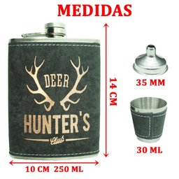Cantil de Bolso Porta Bebidas Whisky Drinks Couro Inoxidável - 2