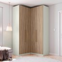 Ver imagem 1 de Guarda-roupa Modulado 133cm X 134cm Canto Reto 4 Portas 3 Gavetas Seletto Henn - Areia/jequitibá