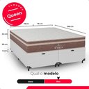 Ver imagem 6 de Cama Box Baú Queen + Colchão Paris Molas Ensacadas Marrom Couro Branco/marrom