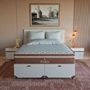 Ver imagem 4 de Cama Box Baú Queen + Colchão Paris Molas Ensacadas Marrom Couro Branco/marrom