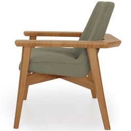 Poltrona Decorativa para Sala de Estar Living Base Madeira Becker L02 Bouclê Oliva - Lyam Decor - 6