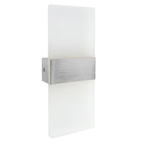 Arandela Interna Prata Escovado Acrilico Led Cabeceira Lup96