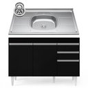 Ver imagem 1 de Balcão Gabinete com Pia Inox 120cm Michigan Preto - Lumil