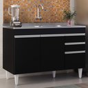 Ver imagem 2 de Balcão Gabinete com Pia Inox 120cm Michigan Preto - Lumil