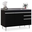 Ver imagem 7 de Balcão Gabinete com Pia Inox 120cm Michigan Preto - Lumil