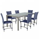 Ver imagem 1 de 6 Cadeiras Corda Náutica e Mesa Tampo 2,00m Ripado Alumínio Azul