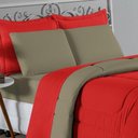 Ver imagem 3 de Kit Edredom Dupla Face + Jogo de Lençol Casal Nobre 7 Peças Malha 100% Algodão - Vermelho / Avel