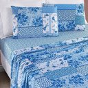 Ver imagem 5 de Colcha + Jogo de Cama Bouti Estampado Queen 07 Peças 100% Poliéster - Azul Sereno