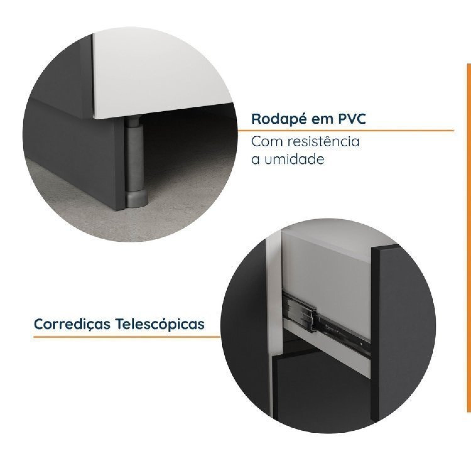 Cozinha Modulada 6 Peças com Tampo e Rodapé 3 Aéreos e 3 Balcões Ipanema Cabecasa Madeiramadeira - 7